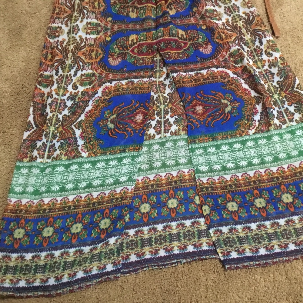 Summer Dress Blue Orange and Green with belt. - Picture 7 of 9